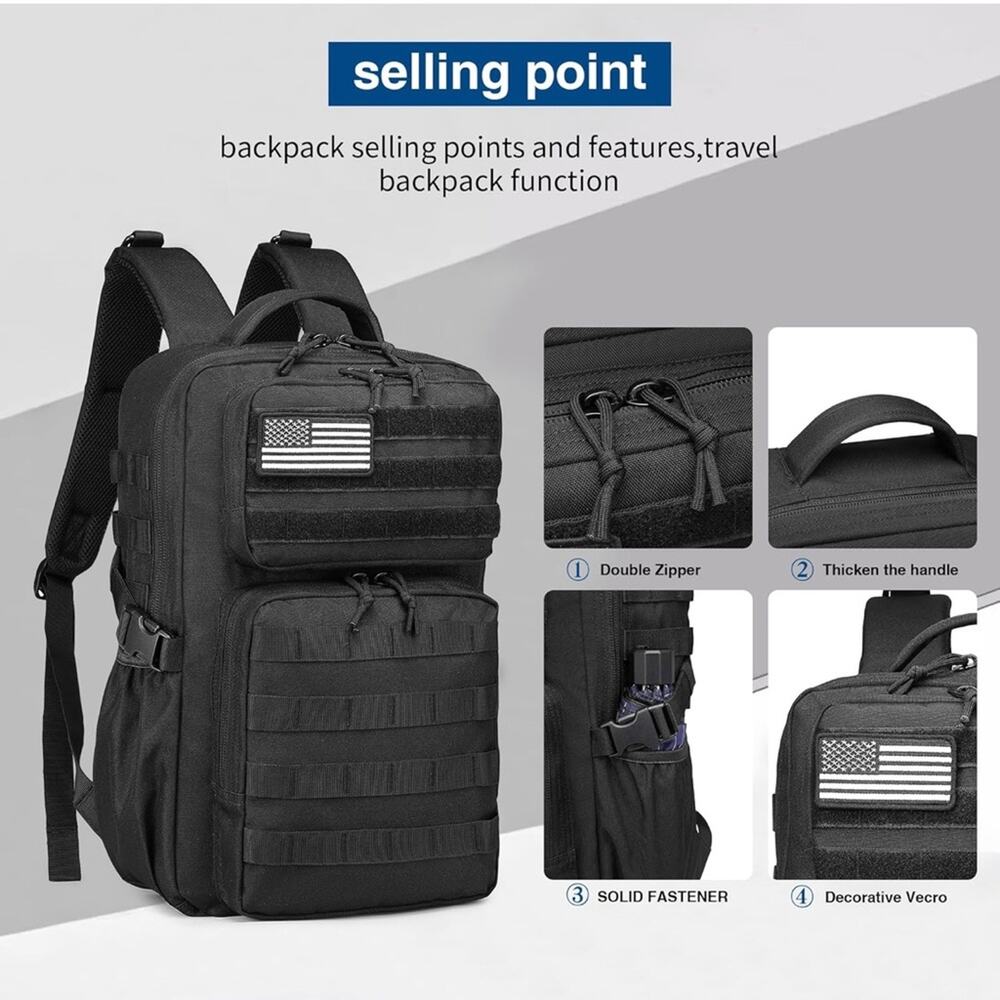 Military Tactical Backpack Men Waterproof Daypack 3 Day Assault Pack Molle Bag - Picture 3 of 7